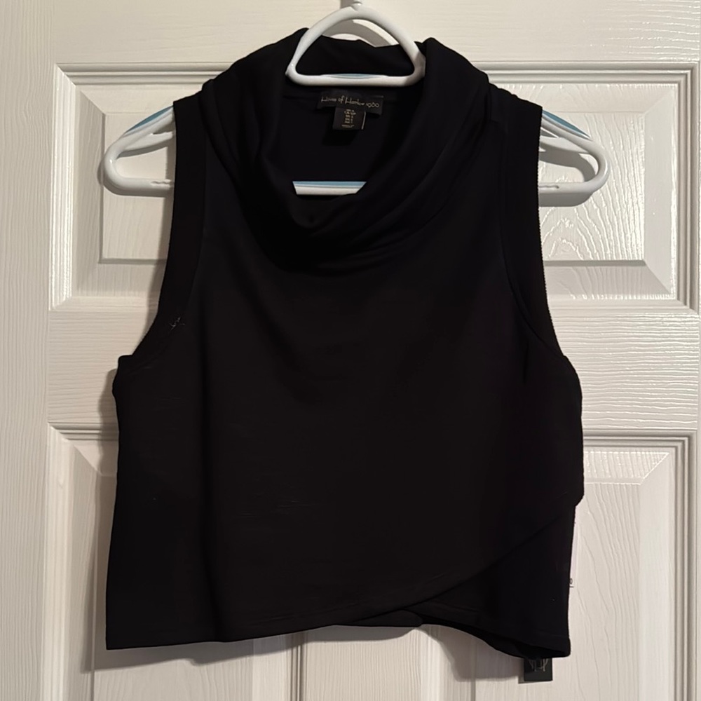 House of Harlow 1960 Black Asymmetrical Crop Tank